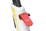Detail van de stopknop op de KingSmith WalkingPad Sprint Bike PB08S hometrainer vrijstaand weergegeven
