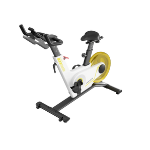 Voor en zijaanzicht van de KingSmith WalkingPad Sprint Bike PB08S hometrainer vrijstaand weergegeven
