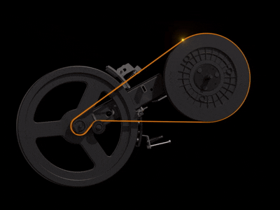 Animatie van de KingSmith PB08S die de soepele en stille overbrenging met multi-groove belt laat zien