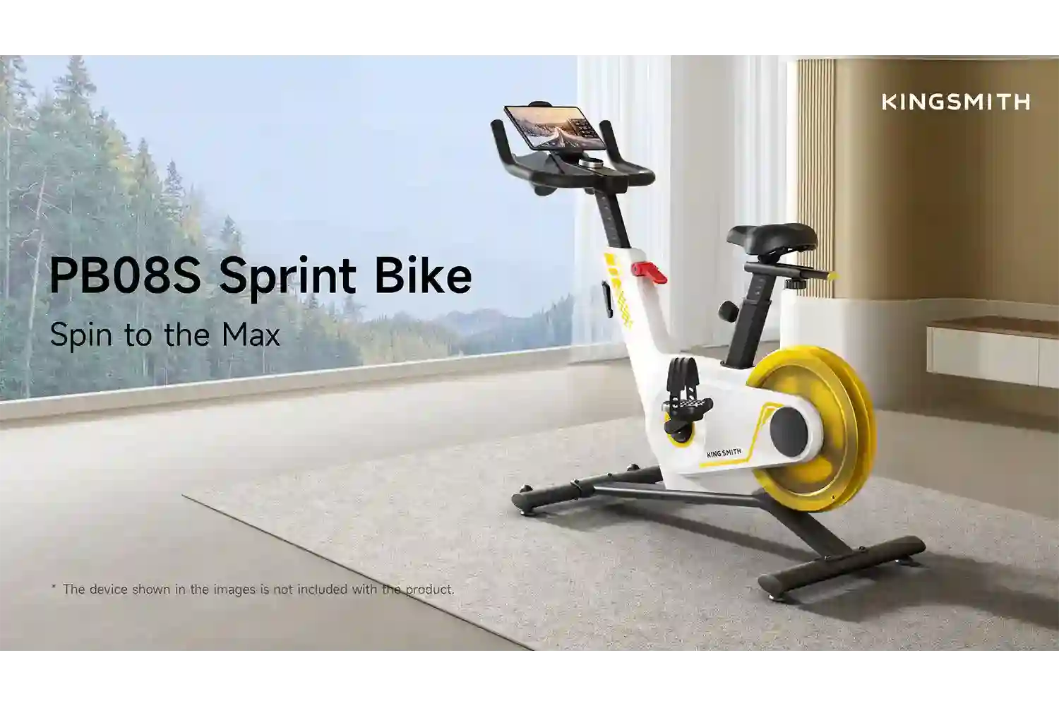 KingSmith WalkingPad Sprint Bike PB08S hometrainer in een woonkamer als stijlvolle thuisfitness oplossing