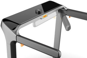 Kingsmith WalkingPad X218 loopband detail van de greep tijdens het inklappen vrijstaand