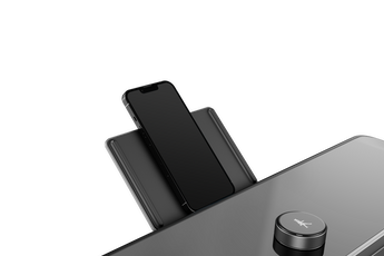 WalkingPad X218 loopband detail van de telefoonhouder vrijstaand